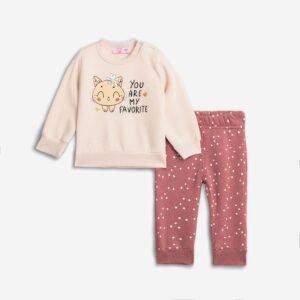 226-917103-2 Funky Σετ φόρμα φούτερ μηνών κορίτσι ανοιχτό ροζ maroon allover