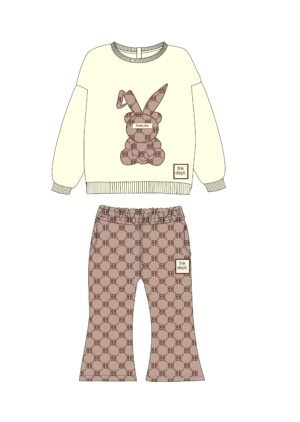 226-917120-1 Funky Σετ φόρμα φούτερ μηνών κορίτσι εκρού μόκα allover