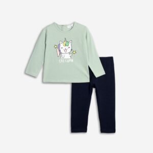 226-921114-1 Funky Σετ μπλούζα κολάν μηνών κορίτσι φυστικί μπλε