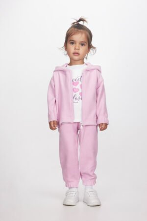 2561002 Joyce Σετ φόρμα βελουτέ ζακέτα κορίτσι ροζ