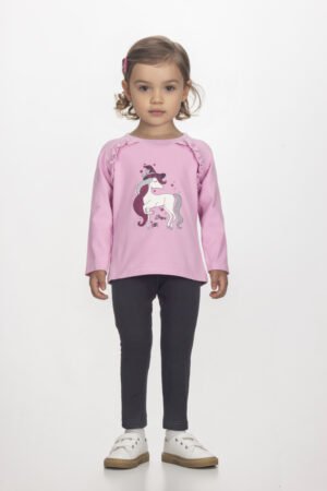 2561139 Joyce Σετ μπλούζα κολάν κορίτσι ροζ