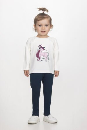 2561139 Joyce Σετ μπλούζα κολάν κορίτσι λευκό