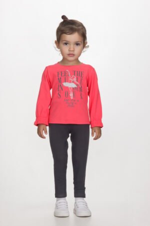 2561143 Joyce Σετ μπλούζα κολάν κορίτσι κοραλί