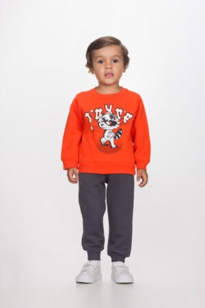 2562119 Joyce Σετ φόρμα φούτερ αγόρι πορτοκαλί ανθρακί