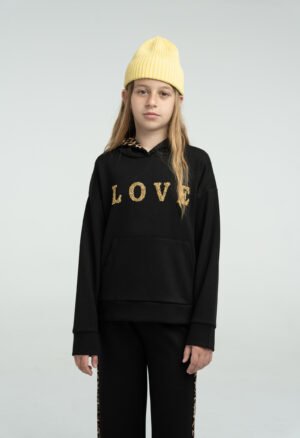 255032 Ebita Σετ φόρμα αχνούδιαστη με κουκούλα κορίτσι μαύρο