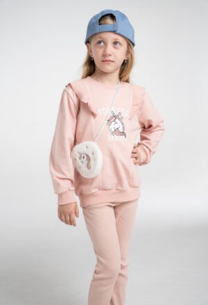 255223 Ebita Σετ μπλούζα κολάν με τσαντάκι κορίτσι σομόν