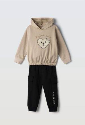 255244 Ebita Σετ φόρμα φούτερ με κουκούλα κορίτσι μπεζ