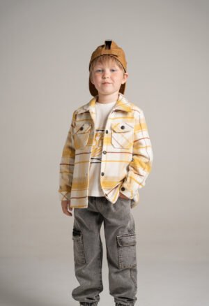 255800 Hashtag Σετ μπλούζα παντελόνι τζιν cargo ζακέτα αγόρι μουσταρδί