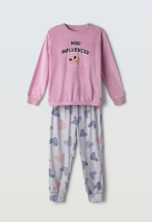 H-334 Ebita Πιτζάμα βελουτέ κορίτσι ροζ