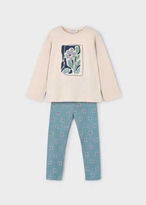15-04719-023 Mayoral Σετ μπλούζα κολάν κορίτσι εκρού πράσινο