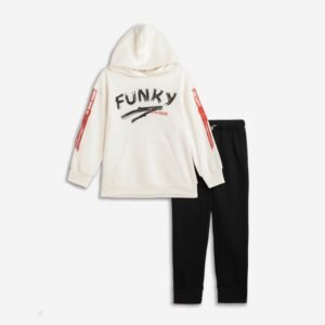 226-117140-1 Funky Σετ φόρμα φούτερ με κουκούλα αγόρι εκρού μαύρο