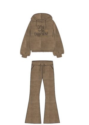 226-517149-1 Funky Σετ φόρμα βελουτέ με κουκούλα κορίτσι ανοιχτό καφέ