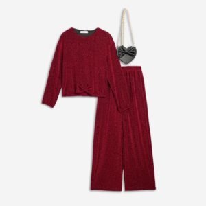 226-523104-1 Funky Σετ μπλούζα παντελόνα τσαντάκι κορίτσι βυσσινί