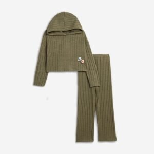226-523106-1 Funky Σετ μπλούζα με κουκούλα παντελόνα κορίτσι χακί