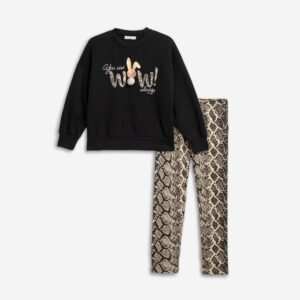 226-539113-1 Funky Σετ μπλούζα κολάν φούτερ κορίτσι μαύρο μπεζ allover