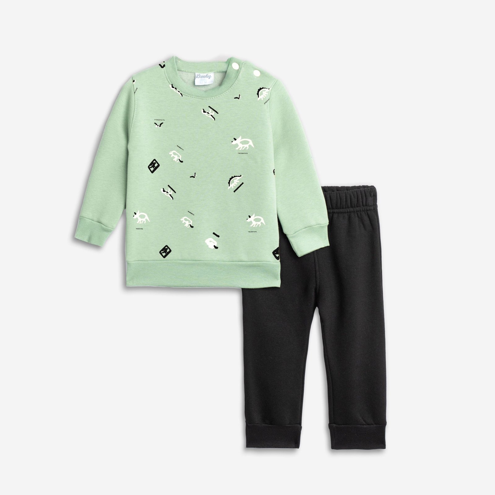 226-817107-1 Funky Σετ φόρμα φούτερ μηνών αγόρι πράσινο τσάι μαύρο