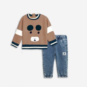 226-822100-1 Funky Σετ μπλούζα φούτερ παντελόνι τζιν μηνών αγόρι towny brown μπλε