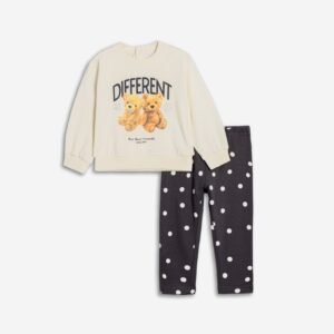 226-939100-1 Funky Σετ μπλούζα κολάν φούτερ μηνών κορίτσι εκρού ανθρακί allover