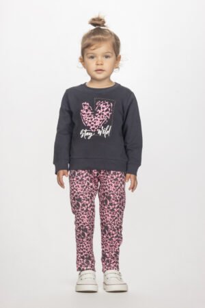 2561120 Joyce Σετ μπλούζα κολάν φούτερ κορίτσι ανθρακί