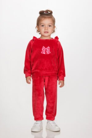 2561136 Joyce Σετ φόρμα βελουτέ κορίτσι κόκκινο