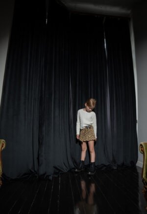 243057 Ebita Σετ μπλούζα πλεκτή σορτς κορίτσι λευκό λεοπάρ