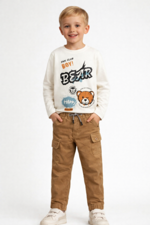 226-306103-1 Funky Σετ μπλούζα παντελόνι κουλέ cargo αγόρι εκρού thrush