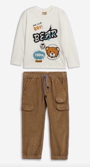 226-306103-1 Funky Σετ μπλούζα παντελόνι κουλέ cargo αγόρι εκρού thrush