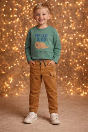 226-306112-1 Funky Σετ μπλούζα παντελόνι cargo αγόρι deep grass doe