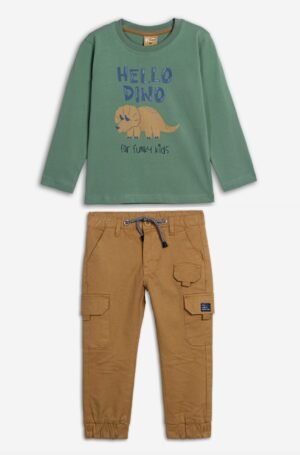 226-306112-1 Funky Σετ μπλούζα παντελόνι cargo αγόρι deep grass doe