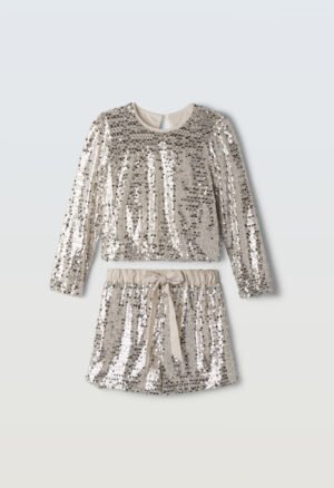 255064 Ebita Σετ μπλούζα σορτς στέκα κορίτσι ασημί