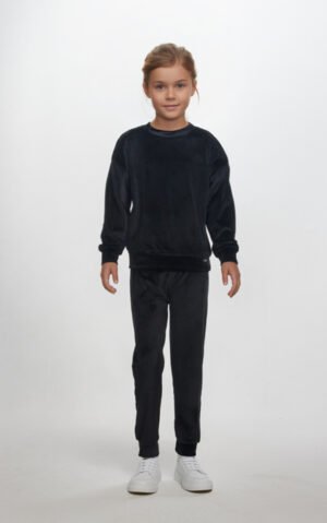 2563156 Joyce Σετ φόρμα βελουτέ κορίτσι μαύρο