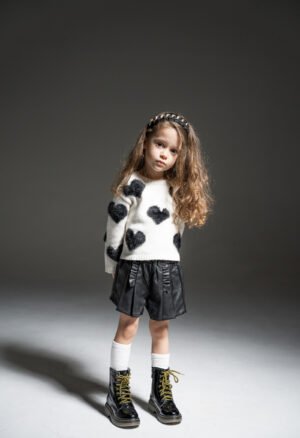 255254 Ebita Σετ μπλούζα σορτς κορίτσι λευκό μαύρο