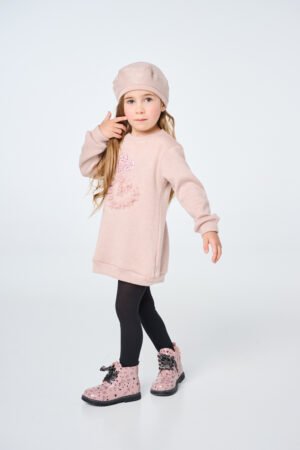 12526558 Babylon Φόρεμα πλεκτό με μπερέ κορίτσι dusty pink