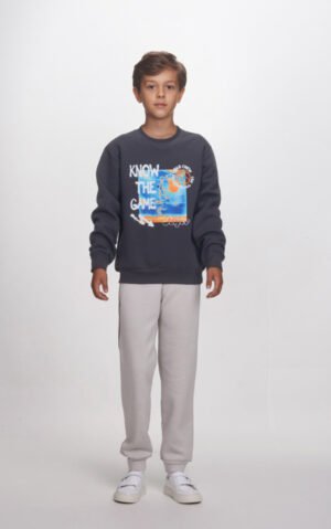 2564130 Joyce Σετ φόρμα φούτερ αγόρι ανθρακί μπεζ