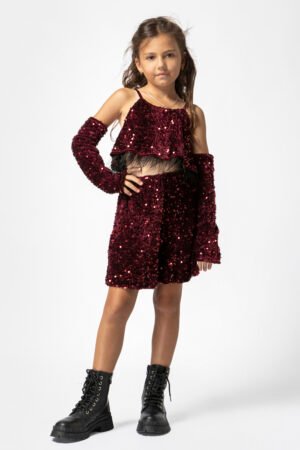 GNS853 Genius Σετ τοπ σορτς κορίτσι μπορντό