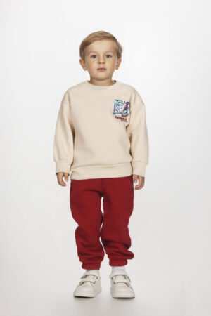 2562125 Joyce Σετ φόρμα φούτερ αγόρι μπεζ μπορντό