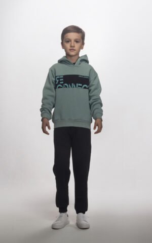 2564108 Joyce Σετ φόρμα φούτερ με κουκούλα αγόρι χακί μαύρο