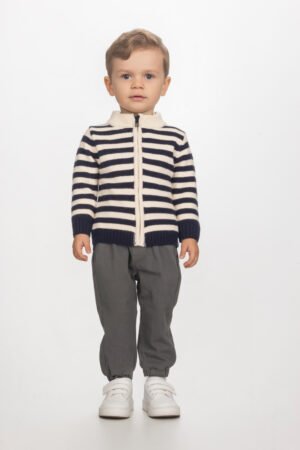 2592900 Joyce Σετ πουκάμισο παντελόνι ζακέτα πλεκτή μηνών αγόρι εκρού χακί