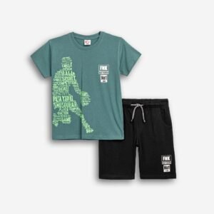126-101116-1 Funky Σετ μπλούζα βερμούδα αγόρι deep lake μαύρο