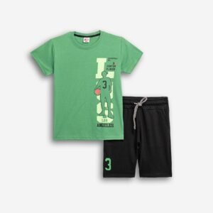 126-101141-1 Funky Σετ μπλούζα βερμούδα αγόρι leprechaun χακί