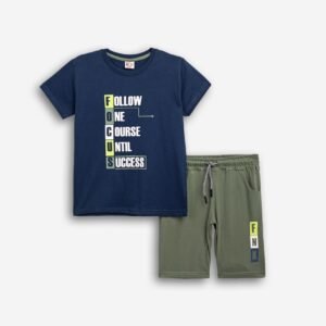 126-101218-2 Funky Σετ μπλούζα βερμούδα αγόρι ίντιγκο χακί