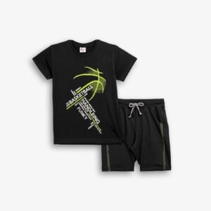 126-101220-1 Funky Σετ μπλούζα βερμούδα αγόρι μαυρό