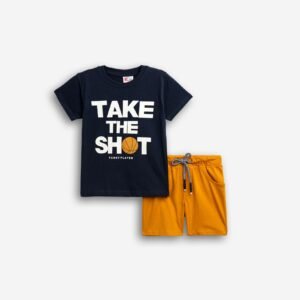 126-301109-1 Funky Σετ μπλούζα βερμούδα αγόρι τζίντζερ μπλε