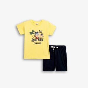 126-301128-1 Funky Σετ μπλούζα βερμούδα αγόρι ανοιχτό κίτρινο μπλέ