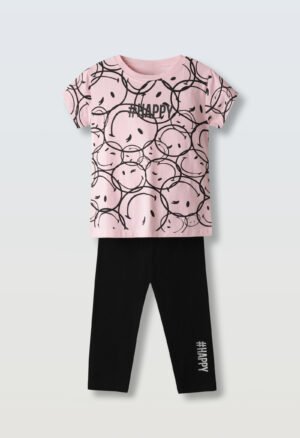 254058 Ebita Σετ μπλούζα κολάν κορίτσι ροζ allover