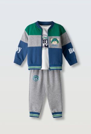 254608 Hashtag Σετ φόρμα ζακέτα μηνών αγόρι γκρι