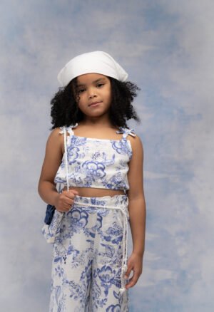 266205 Ebita Σετ μπλούζα παντελόνα με τσαντάκι κορίτσι λευκό allover