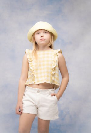 266212 Ebita Σετ μπλούζα σορτς με στέκα κορίτσι λευκό allover