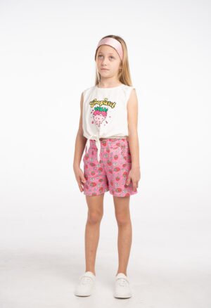 266260 Ebita Σετ μπλούζα σορτς κορδέλα κορίτσι λευκό