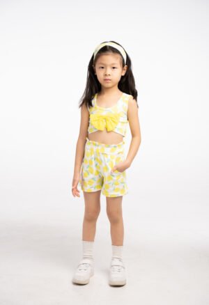 266264 Ebita Σετ μπλούζα σορτς κορδέλα κορίτσι λευκό allover